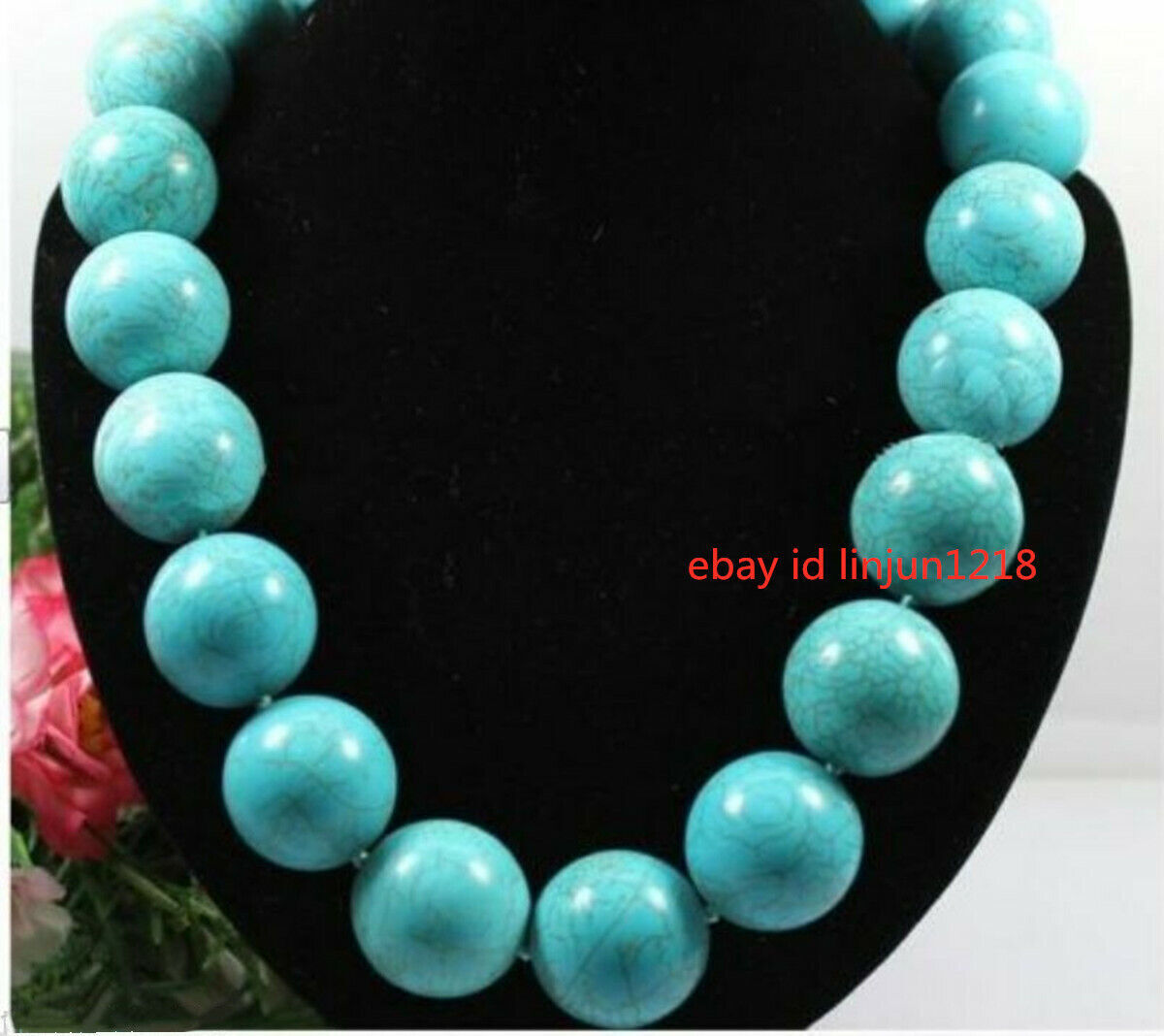 Natural 10mm Turquoise Stone Gemstone Round Beads Necklace 18” AAA