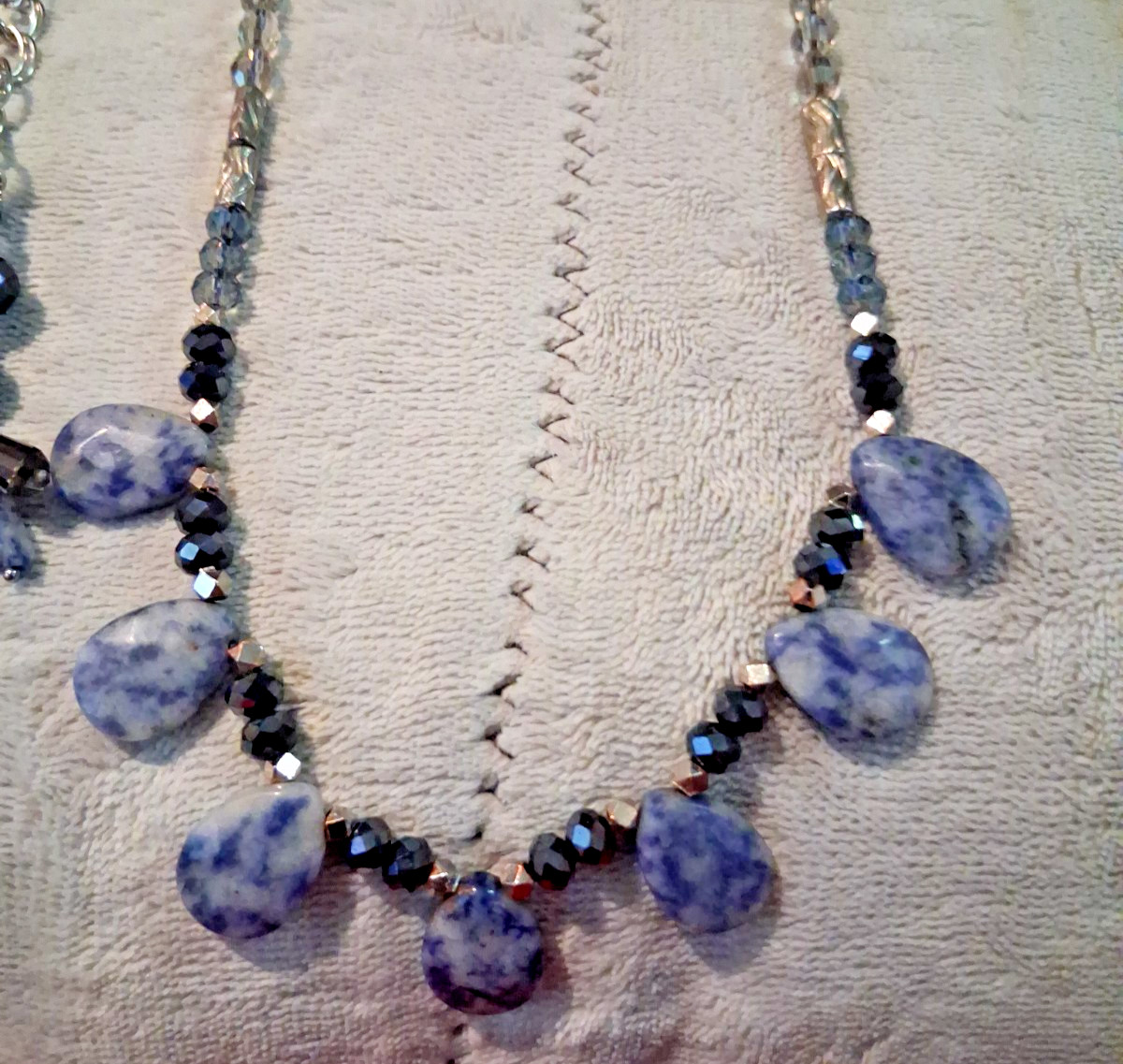 NWT NY & Co C 1946 Blue Statement Necklace Set Fringe Bib Teardrop Bead Lot 2pc