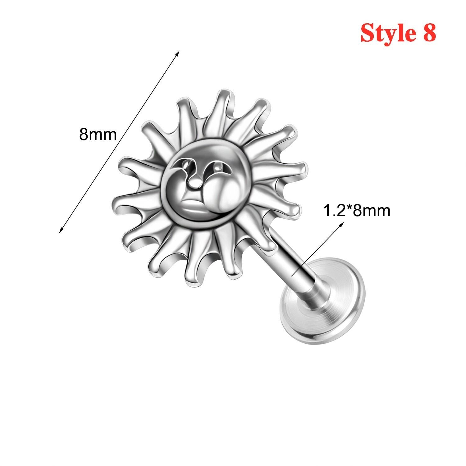 16G Stainless Steel Lip Ring Punk Skull Labret Piercing Helix Piercing Jewelry