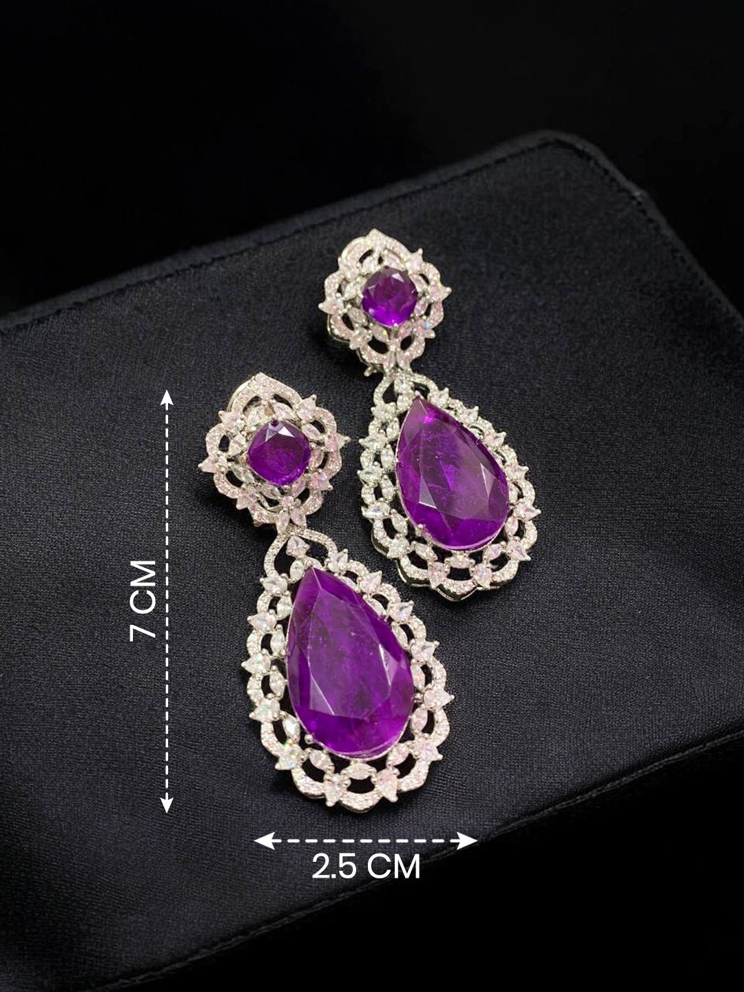 Victorian Brass Purple Doublet Stone AAA AD Drop Dangle Earrings