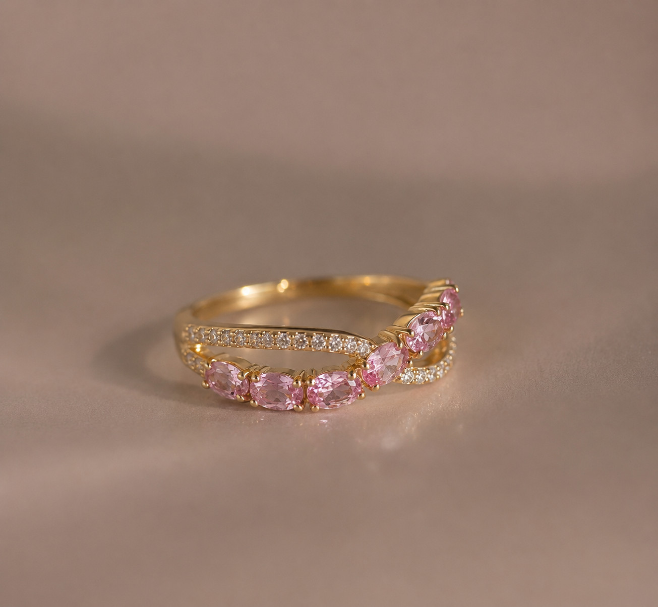Noor Ring Gold Plated Ruby Pink Sapphire Emerald Blue Sapphire Gemstone jewelry
