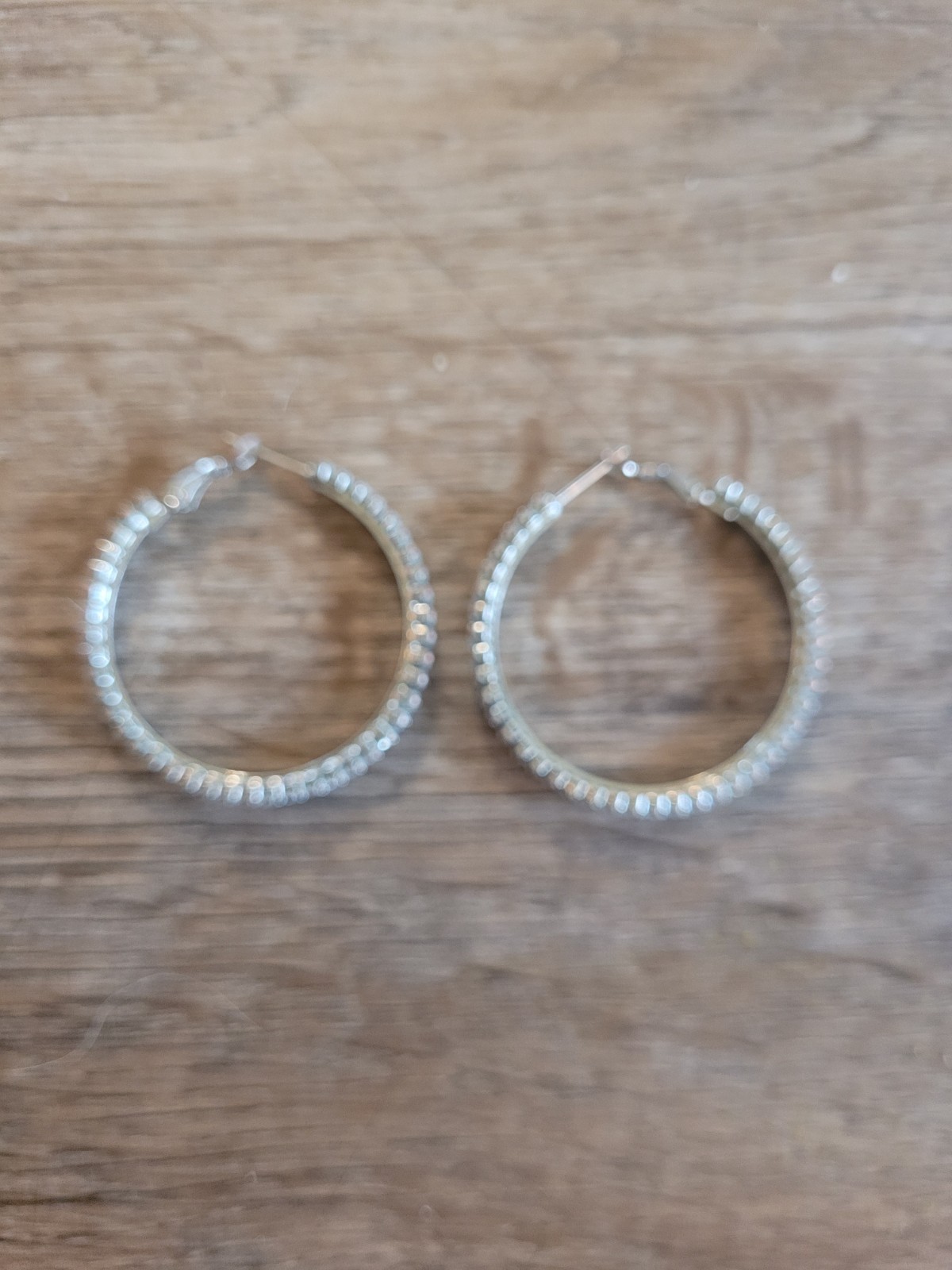 Silvertone Cubic Zirconia HOOPS Lever Back Pierced Earrings Women’s Jewelry