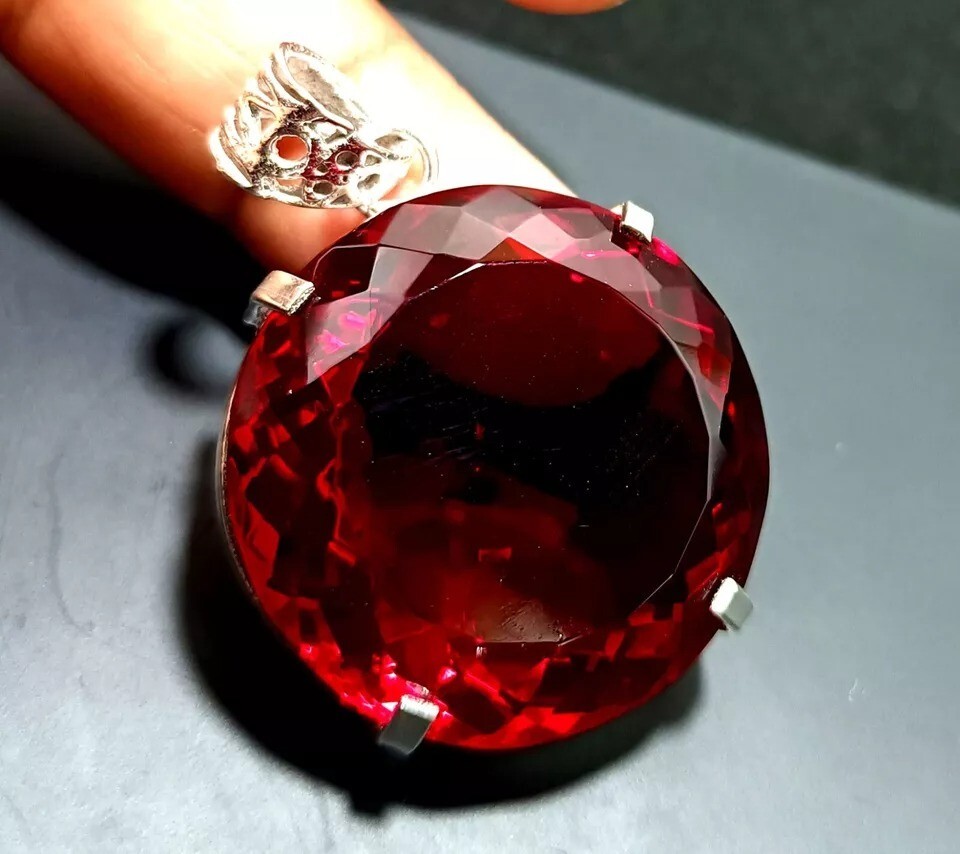 Certified Natural 101.55 Ct Brazilian Red Round Topaz Pendant Loose Gemstone