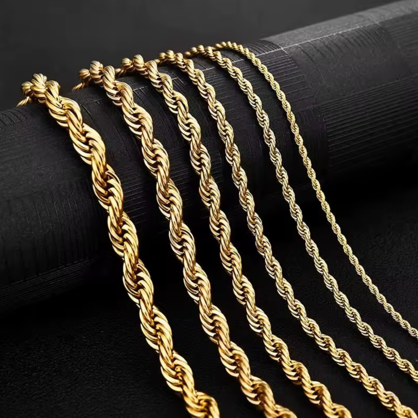 14k Gold Filled Rope Chain 3mm-6mm Necklace 18-24″ Men Women
