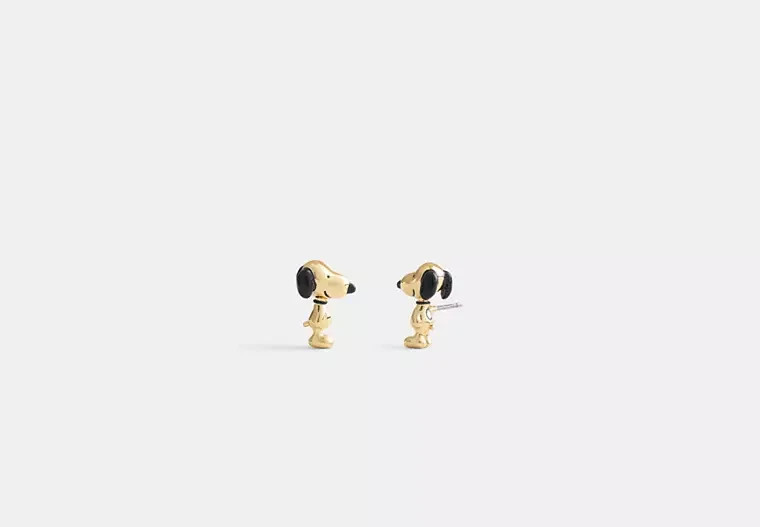 Coach x Peanuts Snoopy Stud CCA49 Earrings 0.25″ x 0.75″ 75th Anniversary Gold