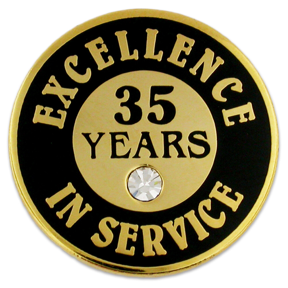 PinMart’s Gold Plated Excellence in Service 35 Year Award Lapel Pin