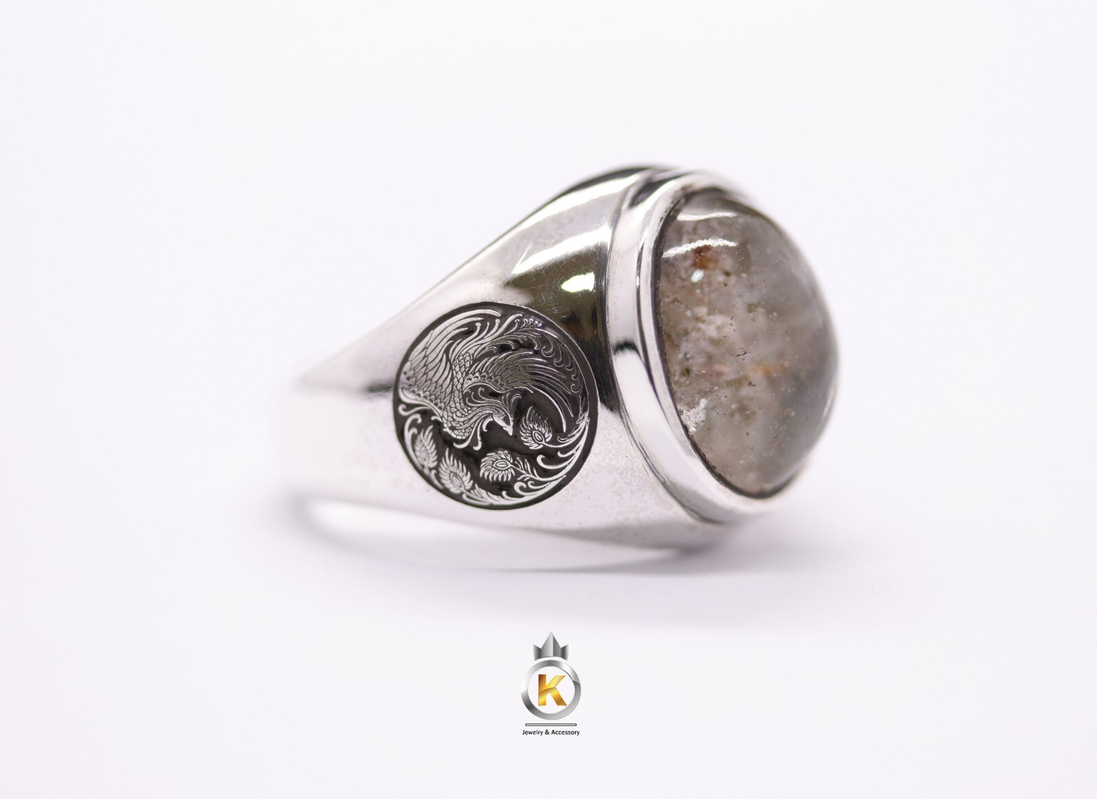 Quartz Statment Men Ring Rutileted Quartz Ring Silver Ring Rutileted Quartz ring