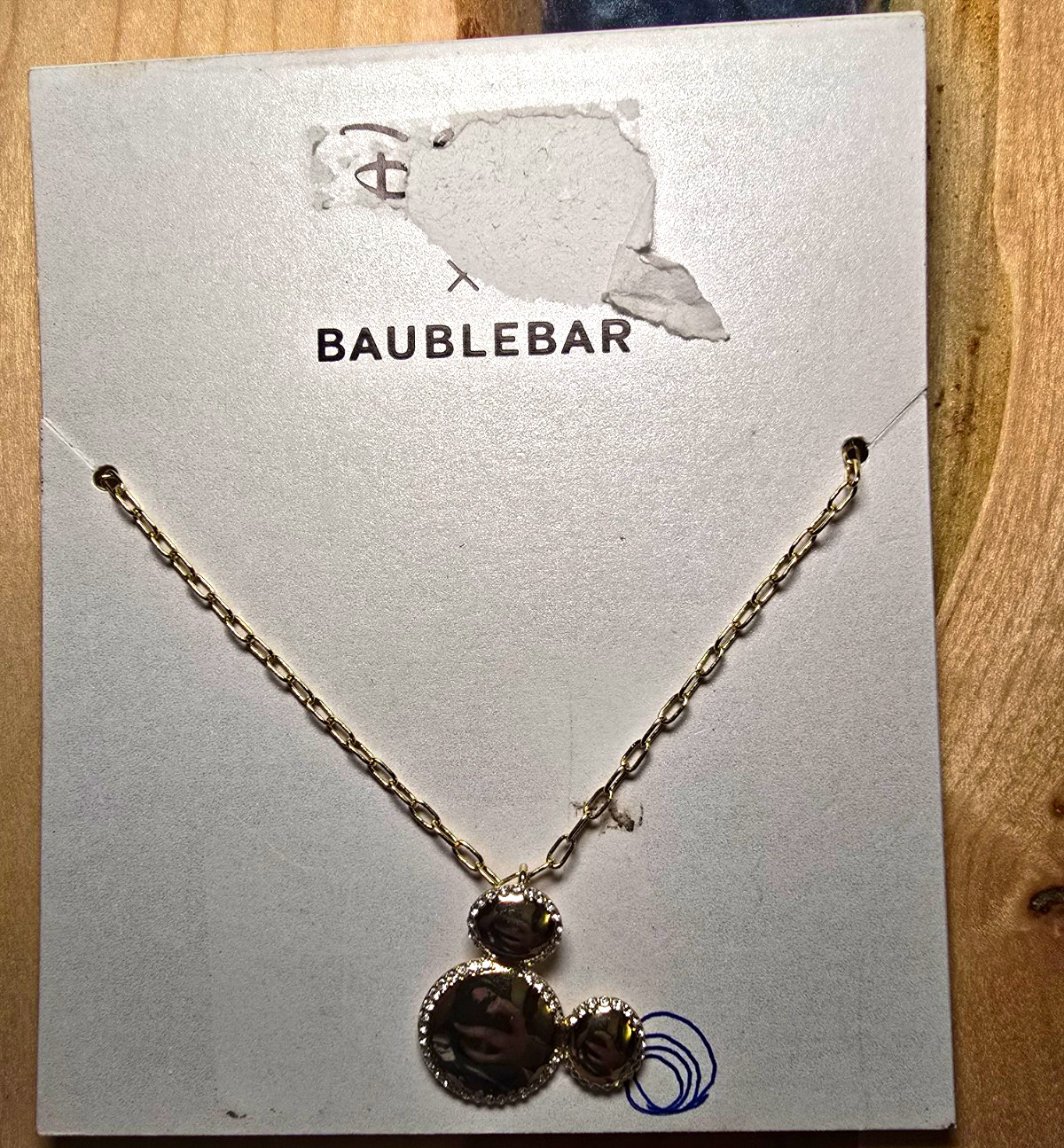 BaubleBar Disney Gold Tone Cable Chain Necklace w/ Asymmetrical Charm Pendant