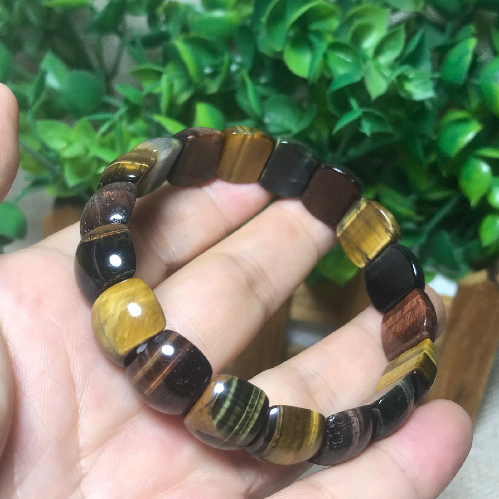 1PCS Natural Multicolor tiger eye Stone square Beads fit Yoga bracelet