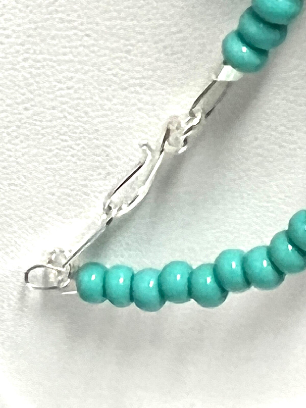 Texas Treasures Turquoise and Silver Preciosa Seed Bead Necklace 15 , 16 , 18 In