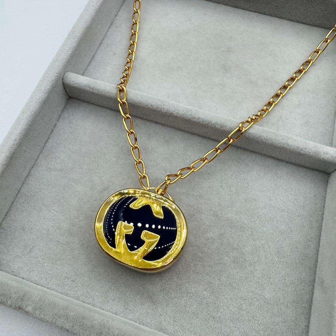 GUCCI Perfume Bottle Necklace Gold-plated Interlocking GG Logo Length: 29.5 in.