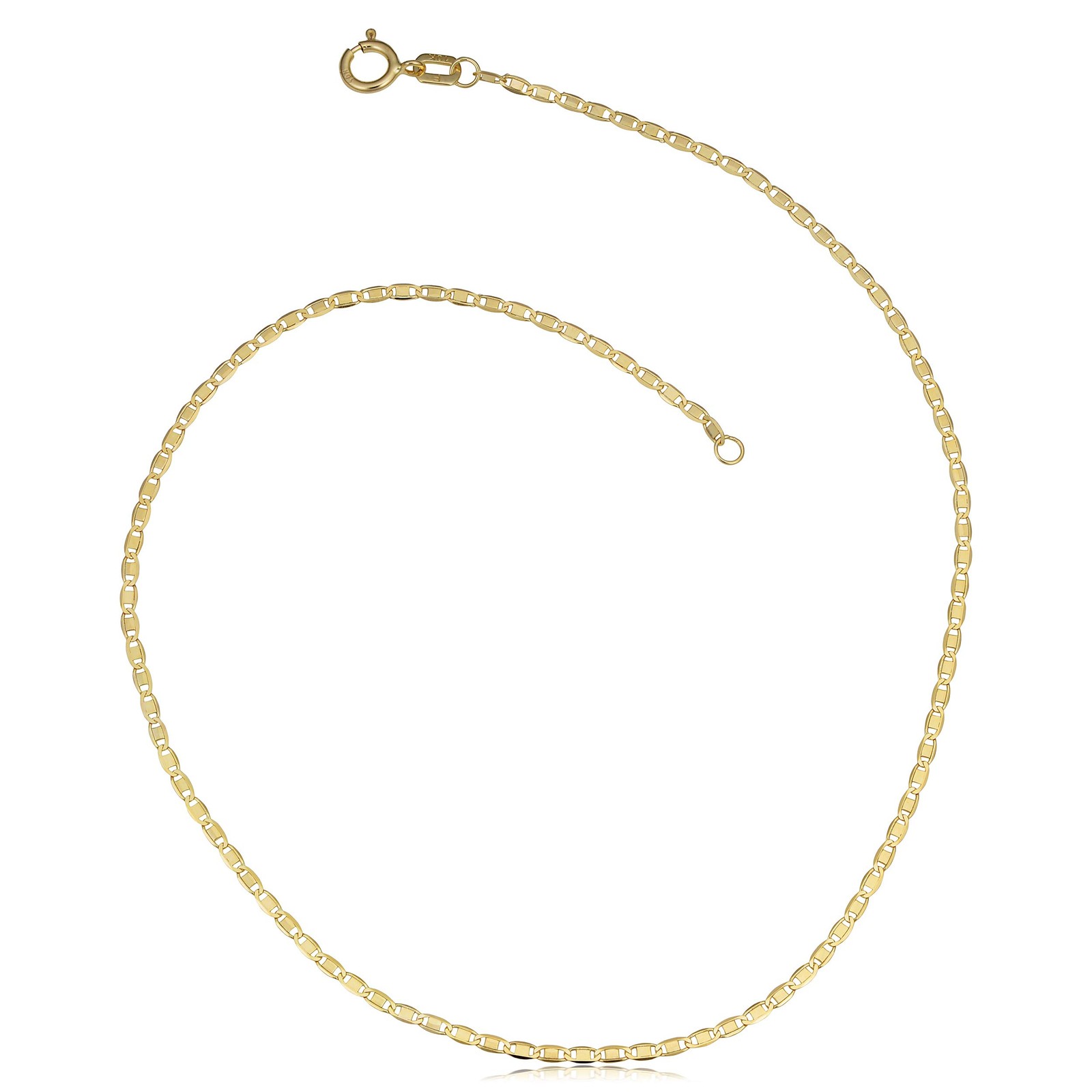 Kooljewelry 10k Yellow Gold Flat Oval Link Anklet (1.25 mm, 10 inch)