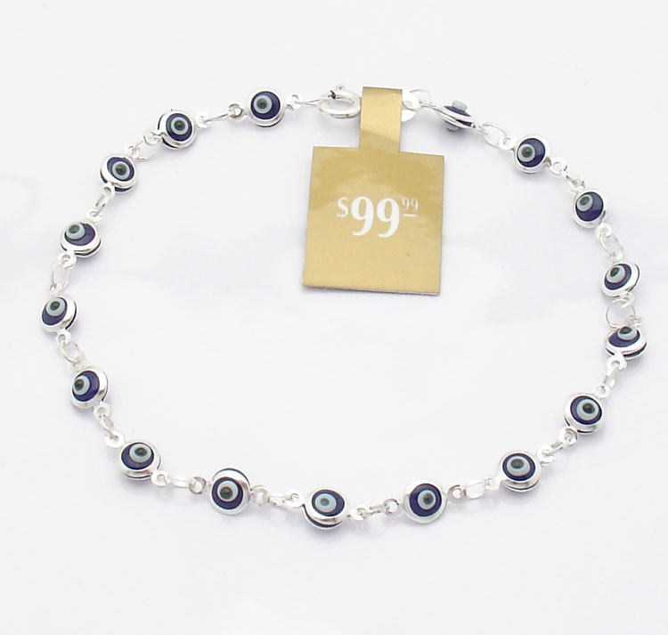 Royal Dark Blue Baby Evil Eye Bracelet Real 925 Sterling Silver Great Gift Idea