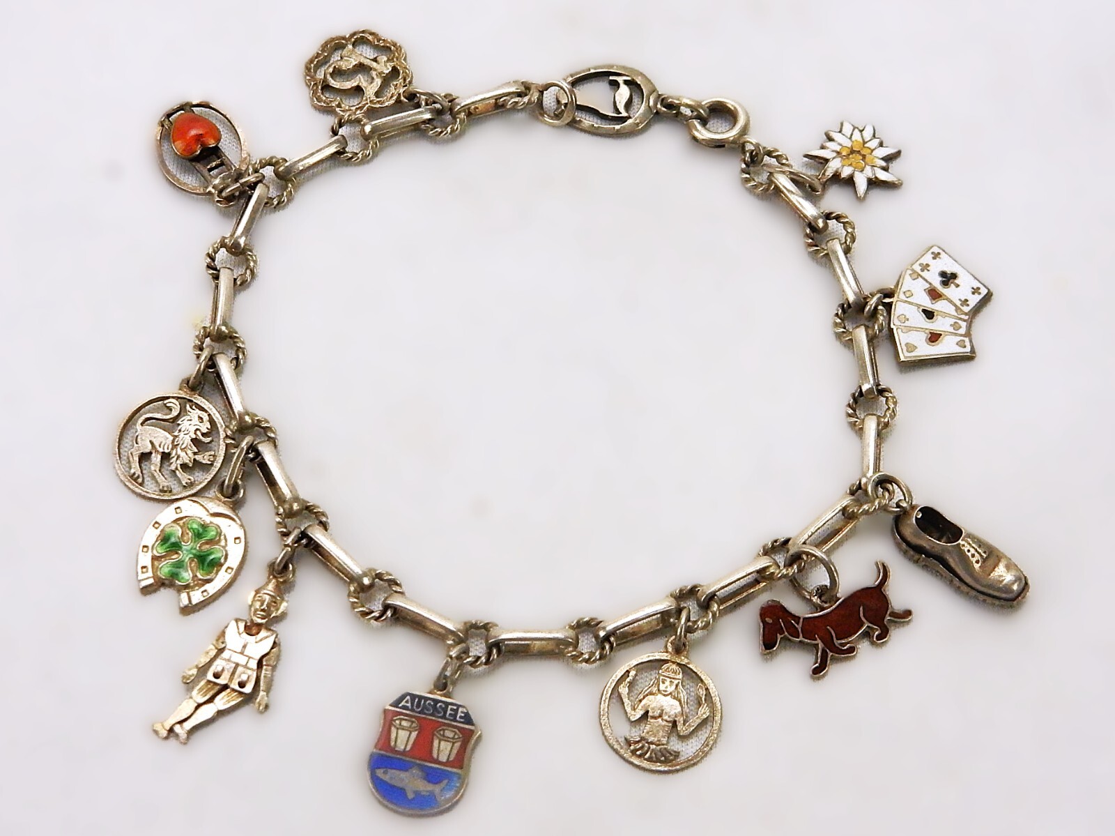 Vintage 7″ Silver Tone Charm Bracelet, 800 Silver, Fine Jewelry JWL-610