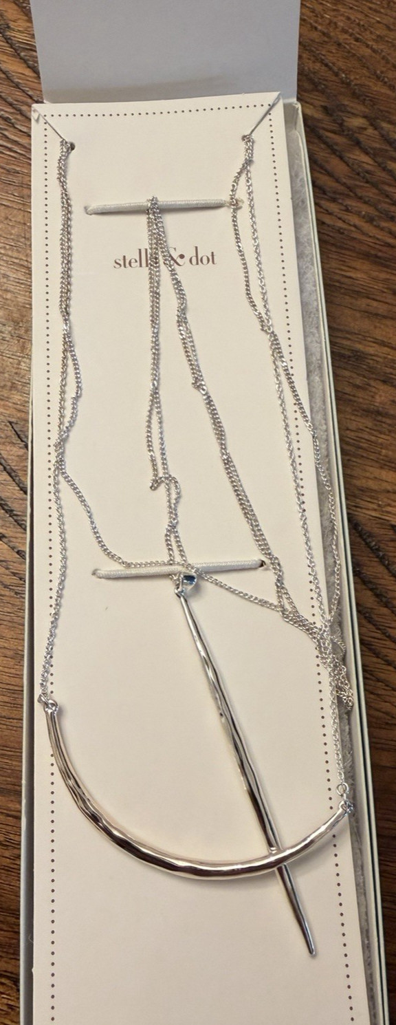 Stella & Dot Kari Layered Silver Necklace New Open Box – $89.97
