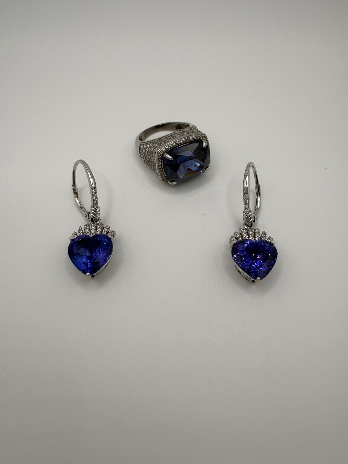 Tanzanite Earrings (5.81 ) Karat each and 18 Karat white gold earrings