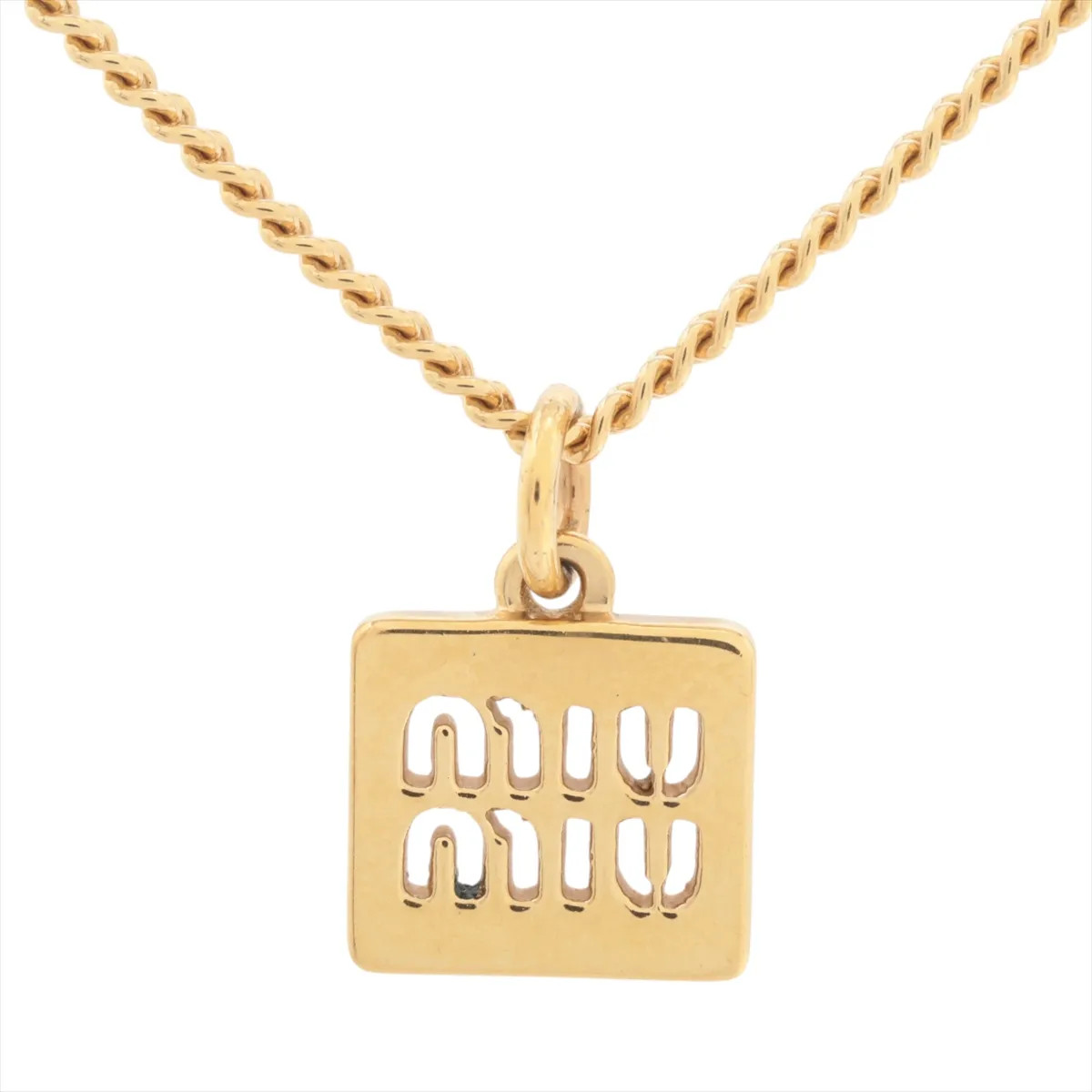 Miu Miu Logo Necklace GP Gold