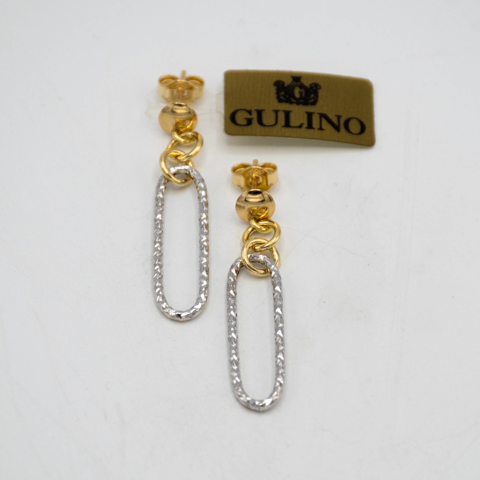 18kt yellow and white gold earrings made in Italy/GOLD EARRINGS E.60