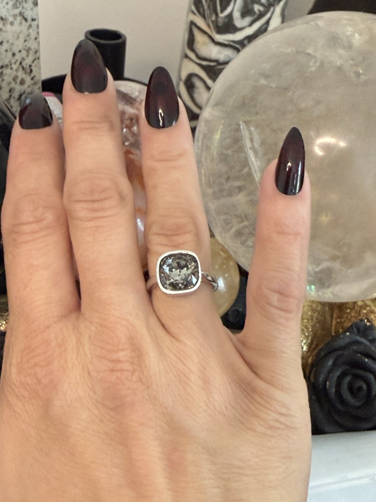 Swarovski crystal ring size 6 Cushion Cut Cocktail Ring statement ring luxe