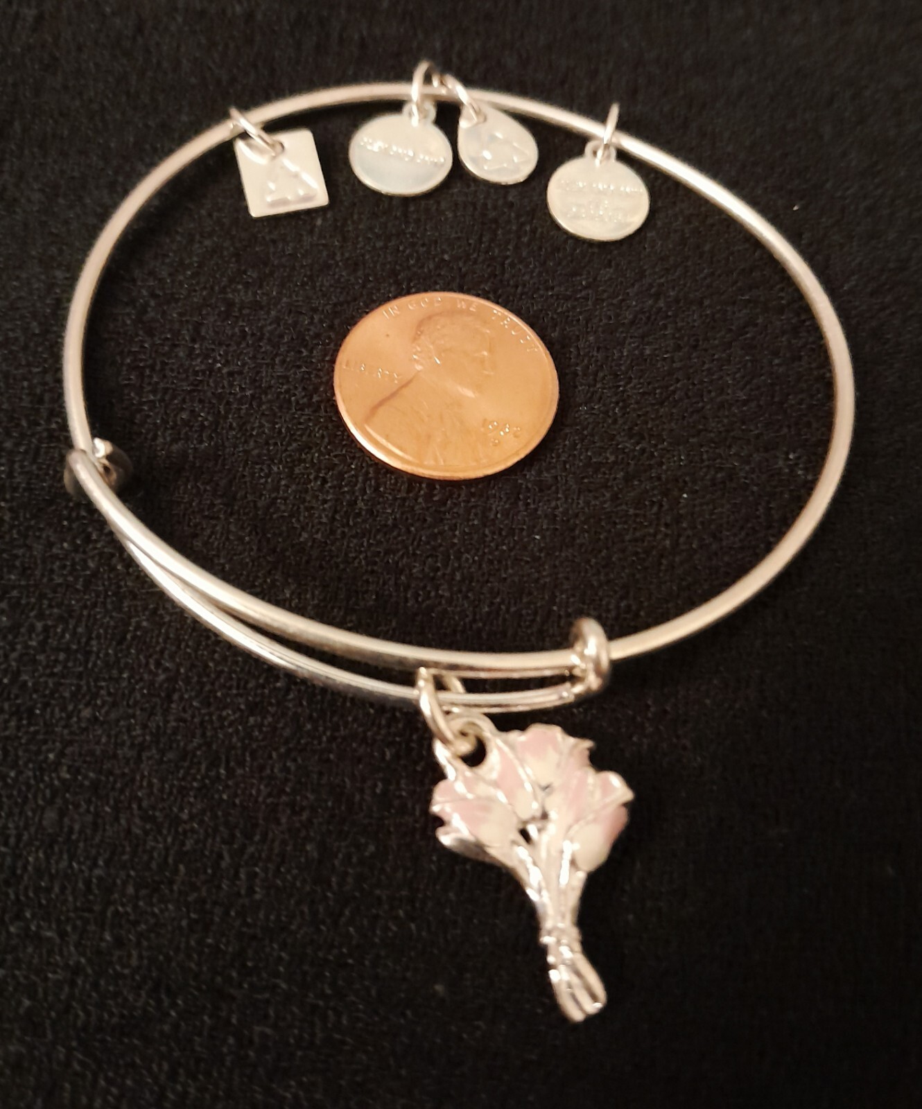 Alex and Ani Pink tulips Charity by Design Charm Bangle Bracelet