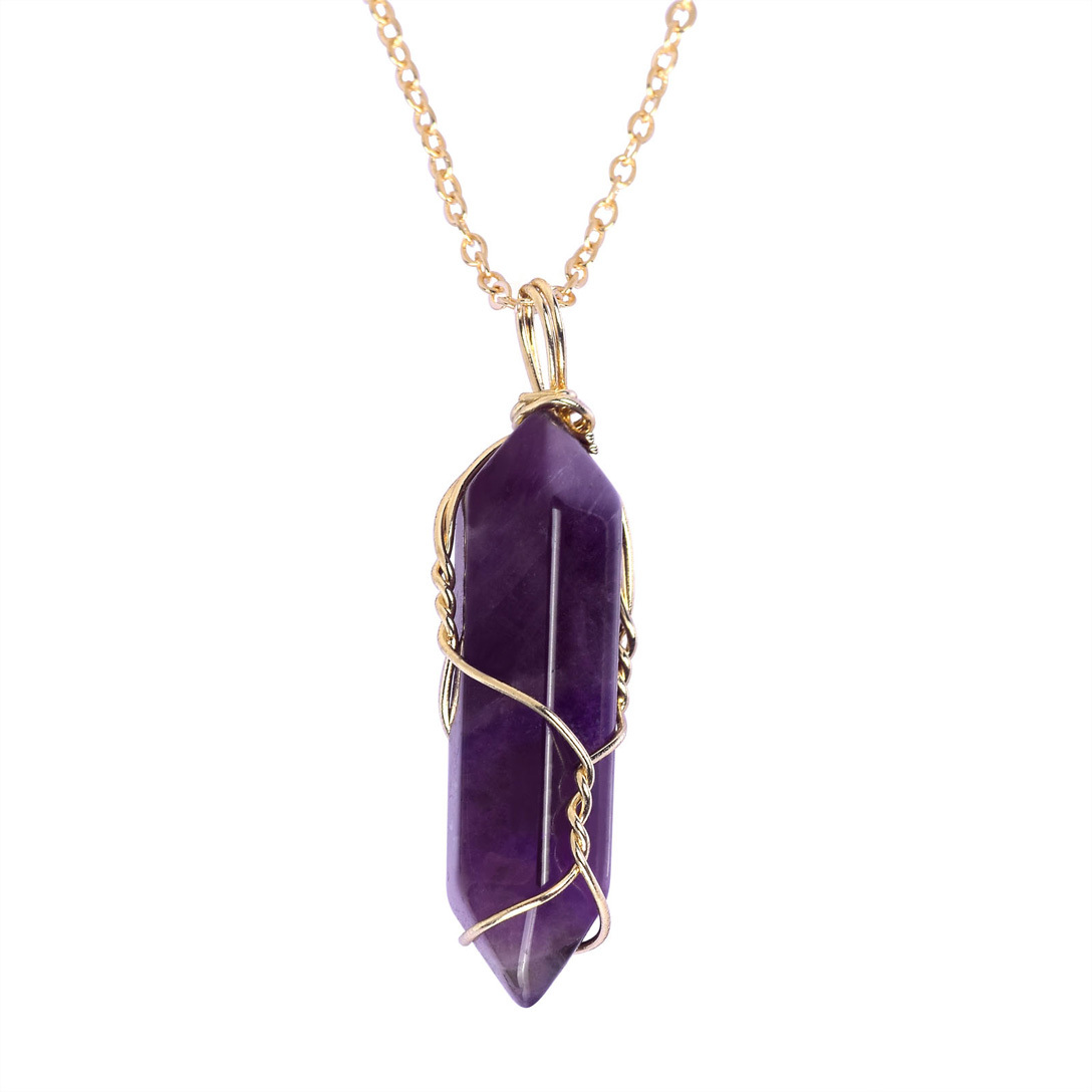 Natural Quartz Crystal Point Chakra Healing Gemstone Pendant Necklace Stone Gift