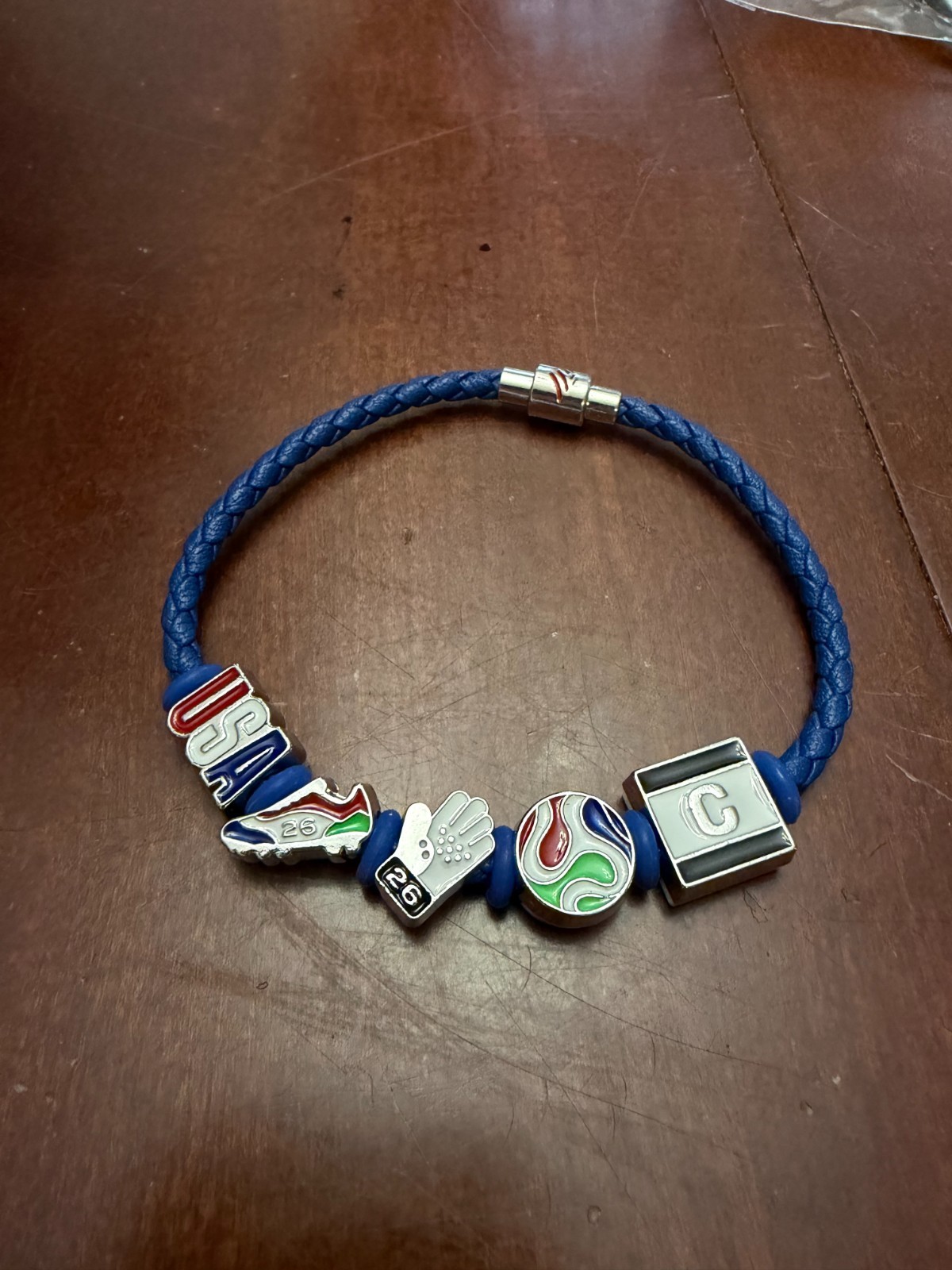 FIFA Bank of America Charm Beaded Bracelet Braided 2026 WORLD CUP USA CAN TEXAS