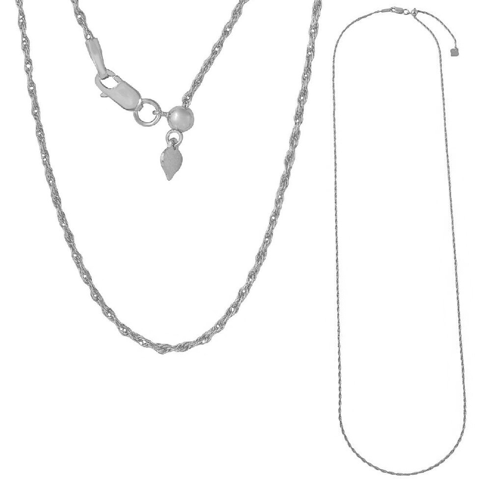 24″ Sterling Silver Adjustable 1.4 mm Slider Rope Chain Necklace
