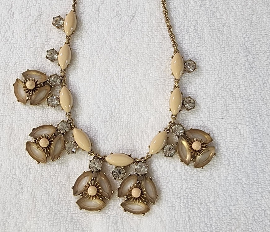 J Crew Brass Mosaic Acrylic Drop Pendant Necklace NWT