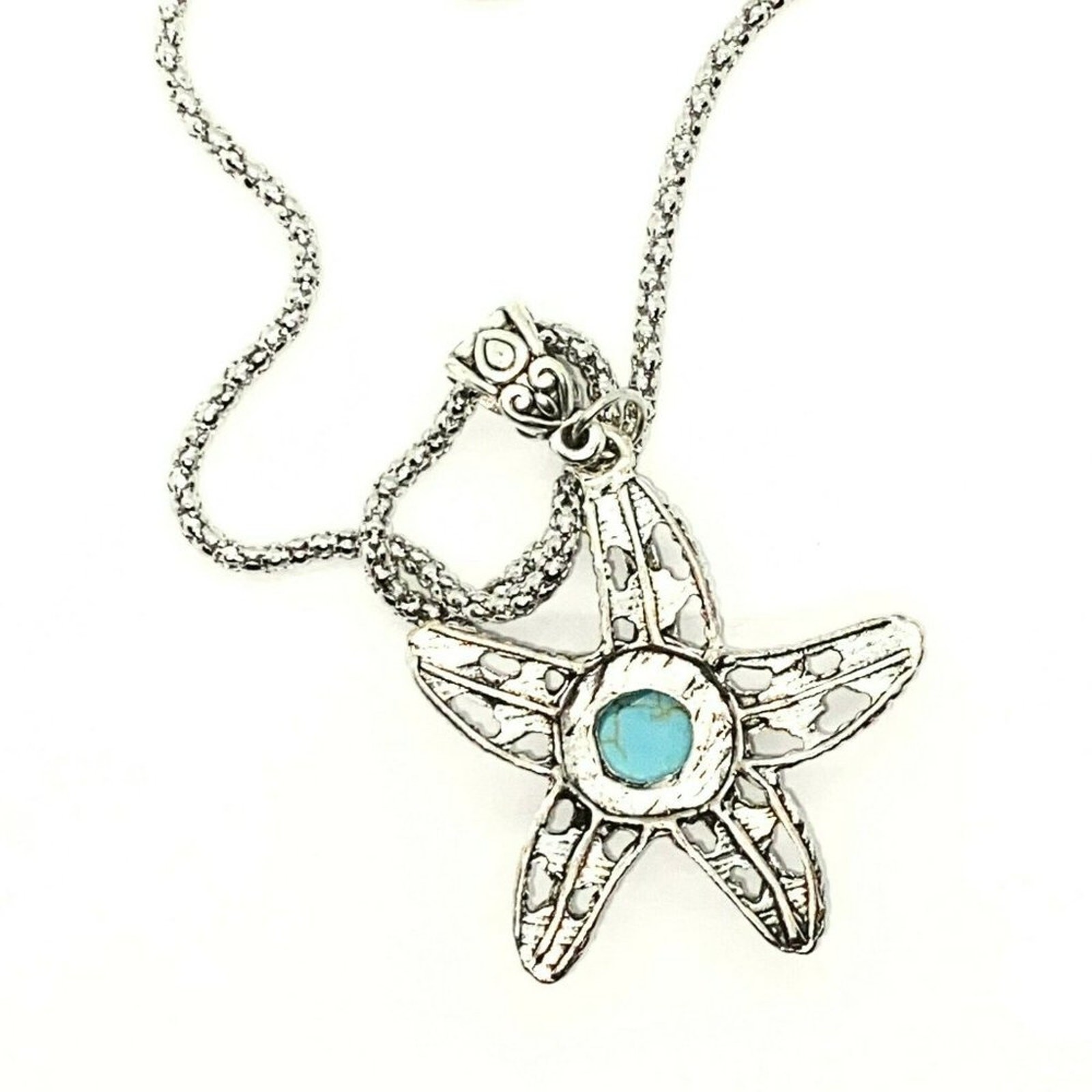 Silver-Tone Turquoise Starfish Necklace