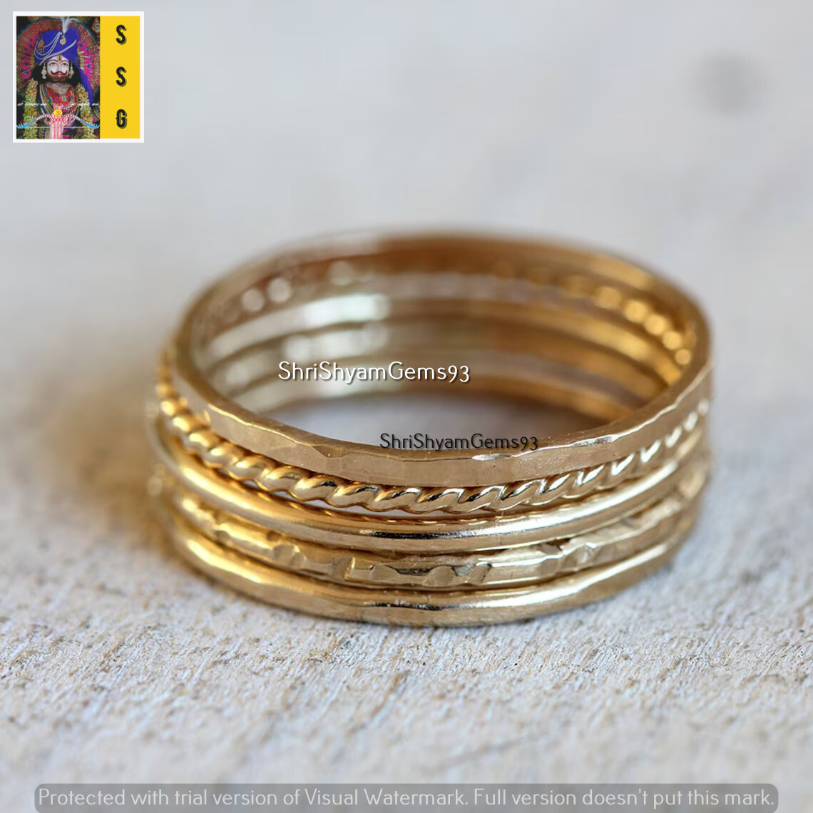 5 Set of Ring, Brass Hammered rings, Stacking ring Minimalist ring Woman ring