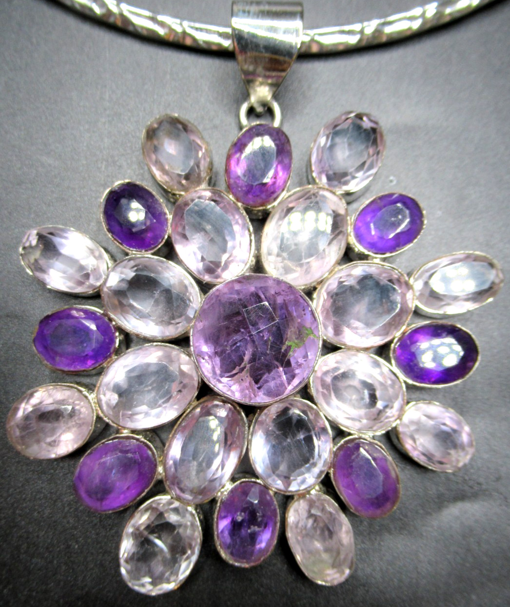 Gorgeous HUGE Genuine Amethyst Pendant Necklace