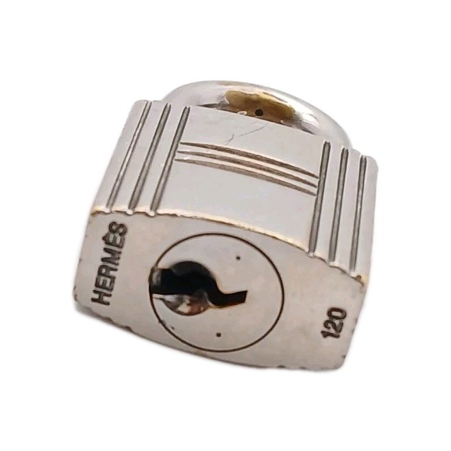 Hermès Cadena Padlock 120 Bag Charm Palladium Plated