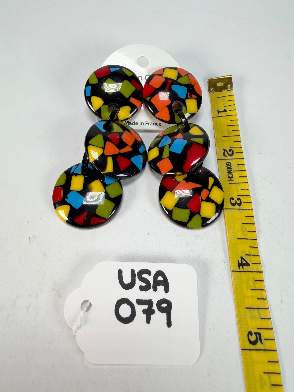 Marion Godart Confetti “Pendentif Triple Art Deco Pendant Resin Clip On Earrings