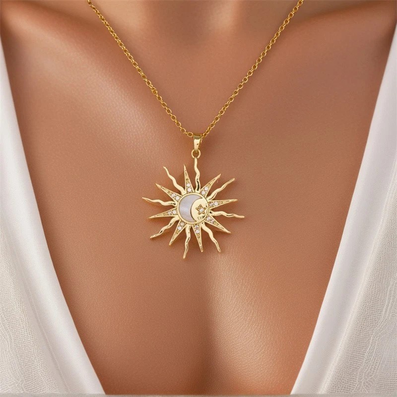 Women’s Sun Moon and Star Pendant Necklace Ideal for Daily Wear The Perfect Gift