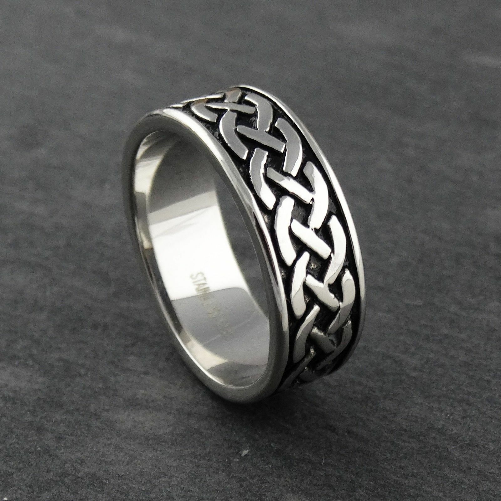 Men’s Celtic Braid Ring – Stainless Steel – 9mm Wedding Band Sizes 7-14 NEW