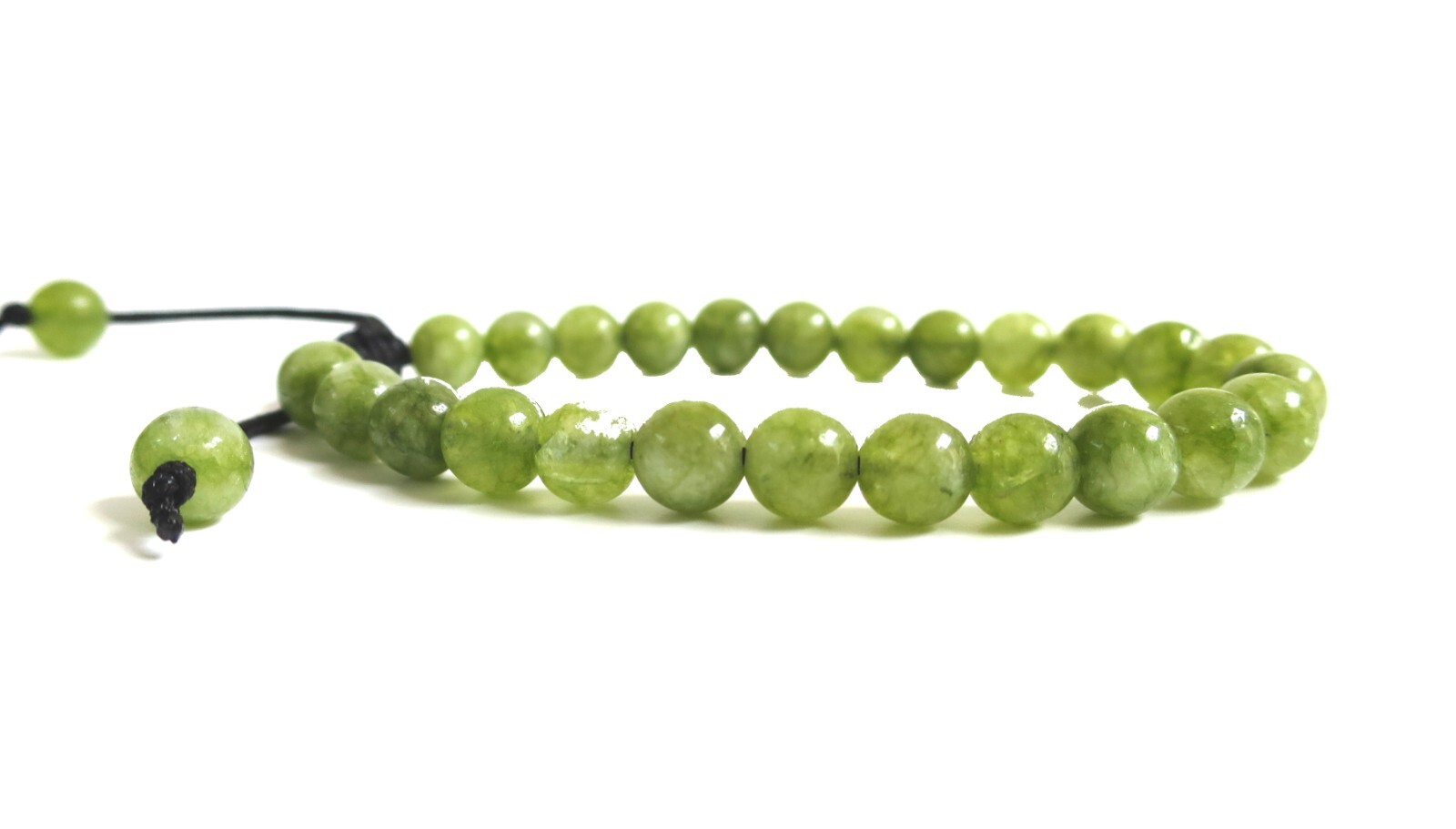 Green Peridot Gemstone Beaded Bracelet Natural Crystal Adjustable 6mm-8mm