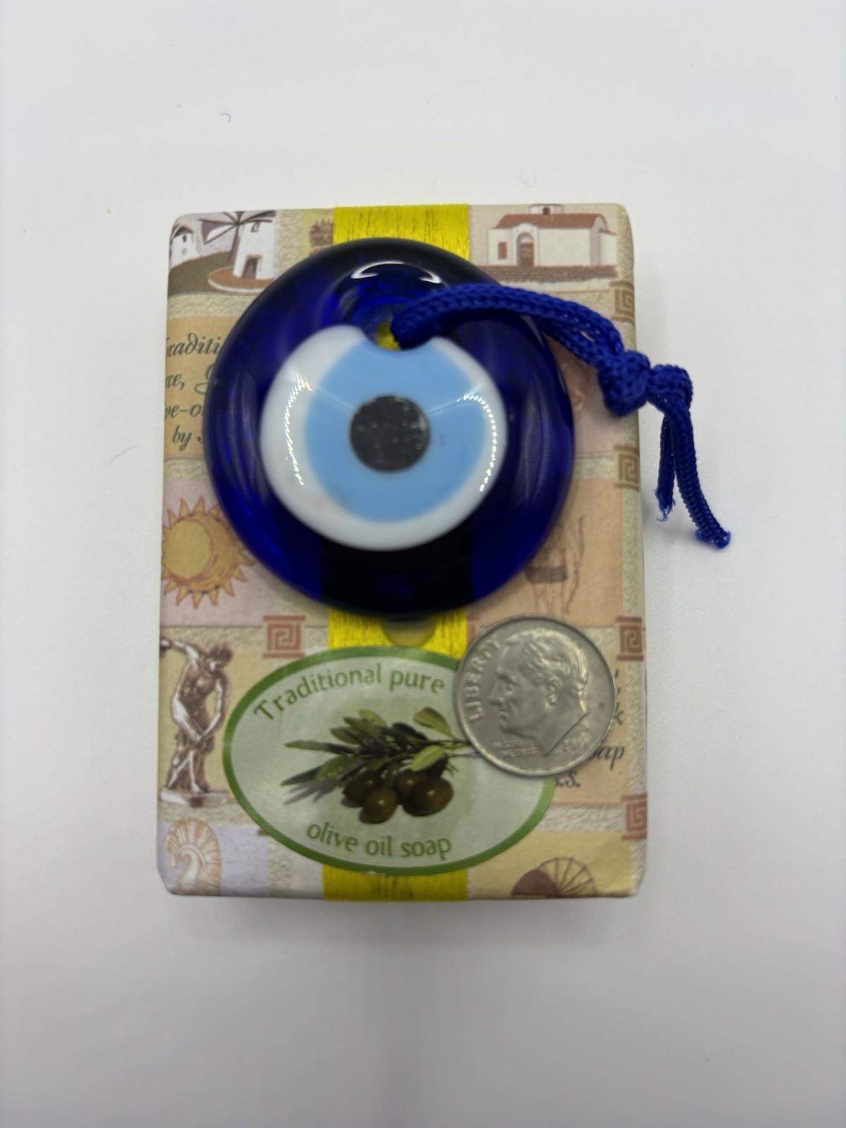 2” Turkish Cobalt Blue Evil Eye Nazar Amulet Lucky Protection Attached To Soapx2