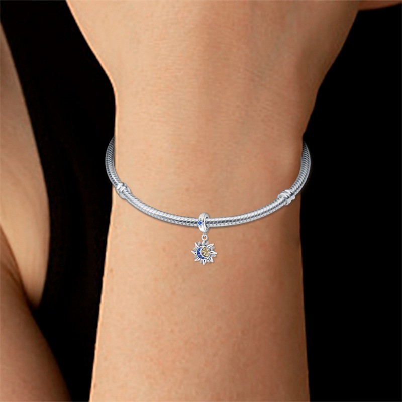 KUNSIR Sterling Silver Star & Moon Charm For Bracelet or Necklace Pendant Charm