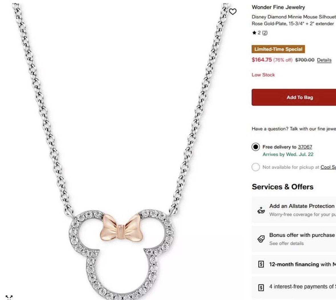 Disney Treasures Minnie Mouse Set: Diamond and Sterling Silver