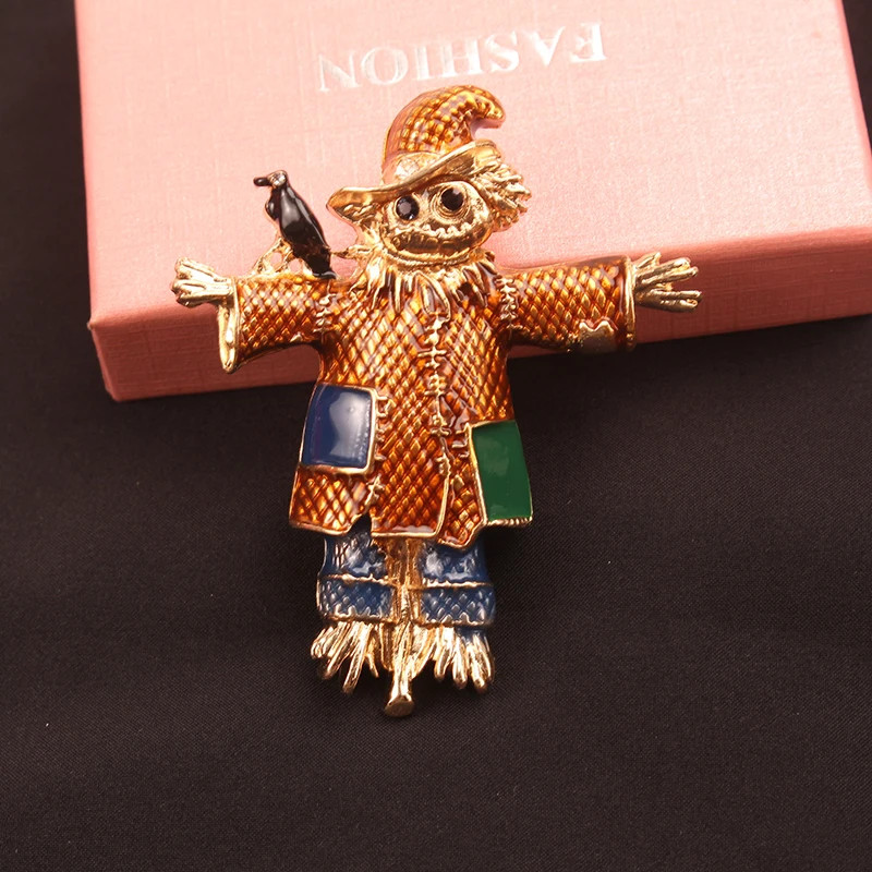 Halloween Scarecrow Brooch Pin Rhinestone Gothic Statement Jewelry Gift Women
