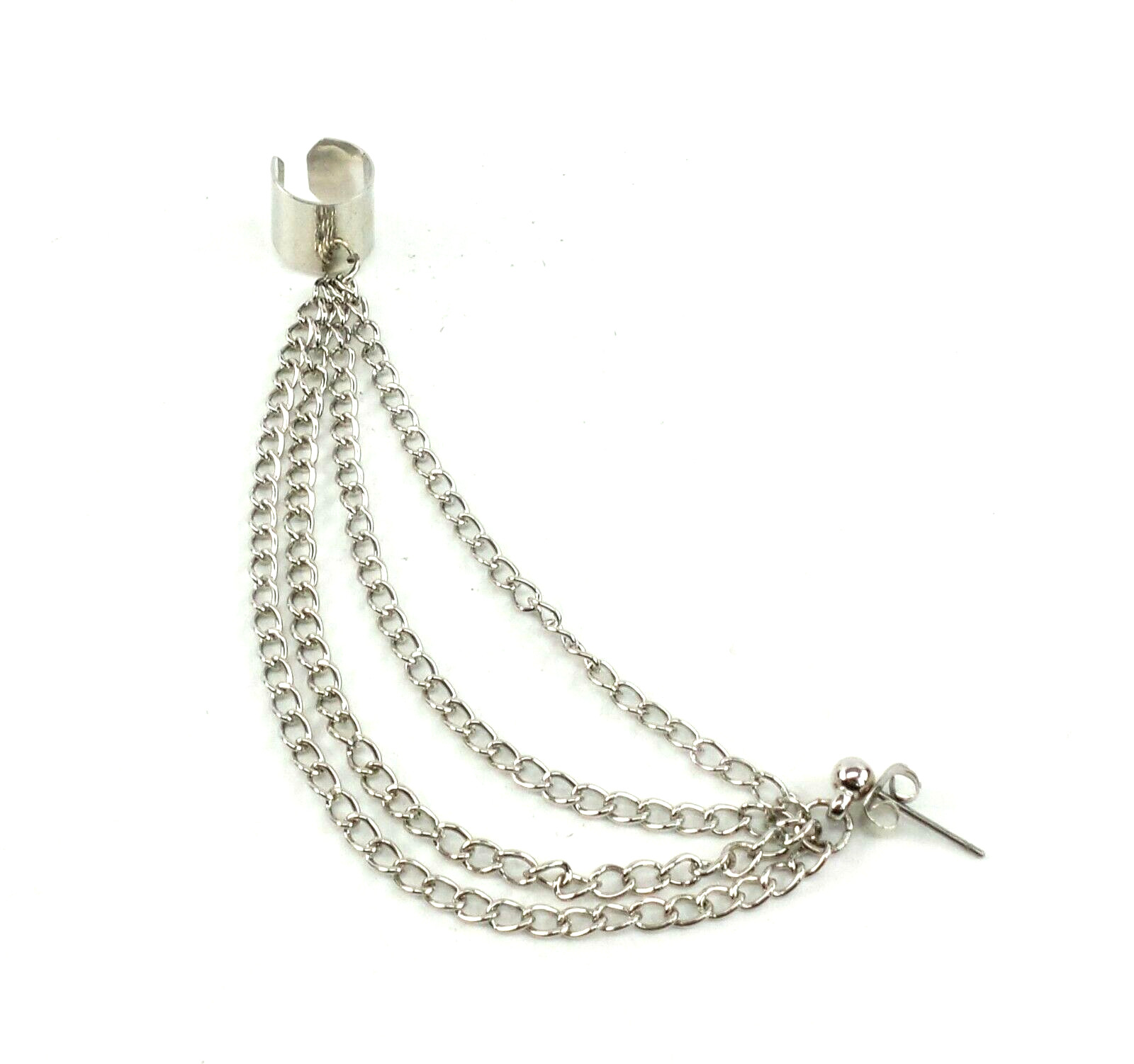 Ear Cuff Four Chains Ear Wrap Earring Stud Punk Rock Goth Halloween Novelty
