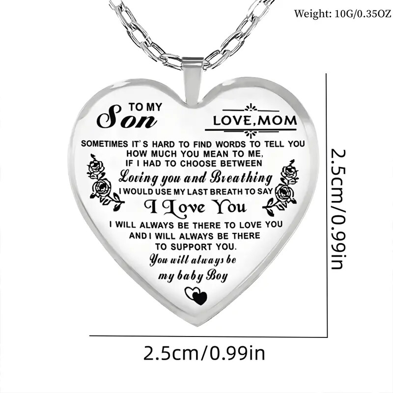 To My Son Heart-shaped Pendant Necklace