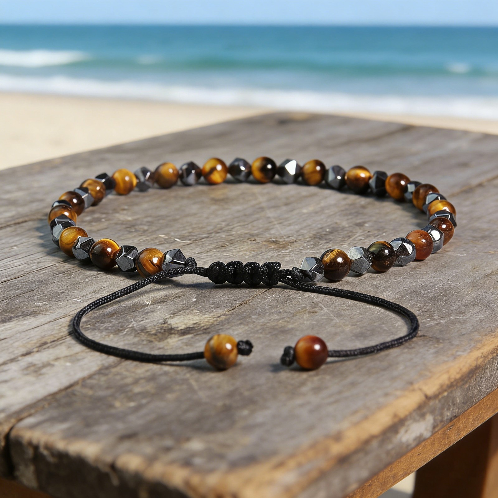 Triple protection Bracelet Natural Hematite Tiger’s Eye Obsidian Dainty Bracelet