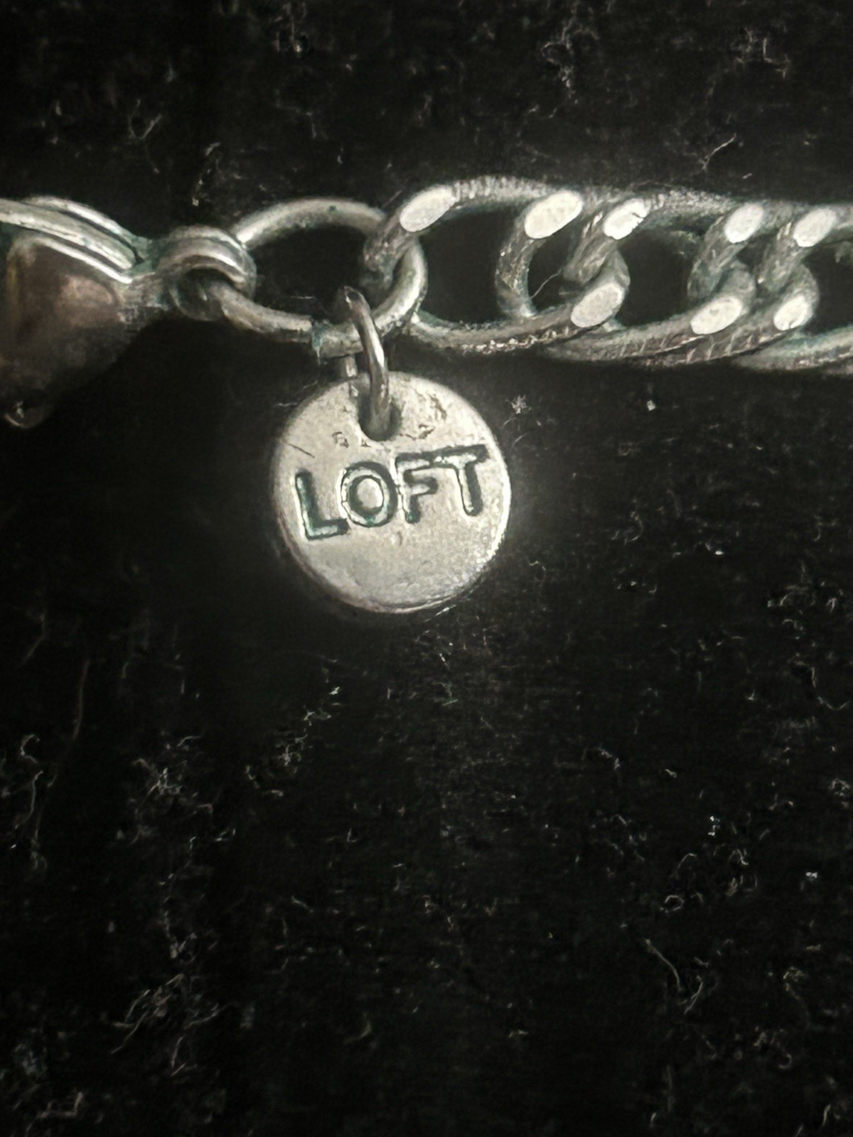 LOFT Silver Tone Statement Circle Link Cable Chain Necklace Signed Lobster