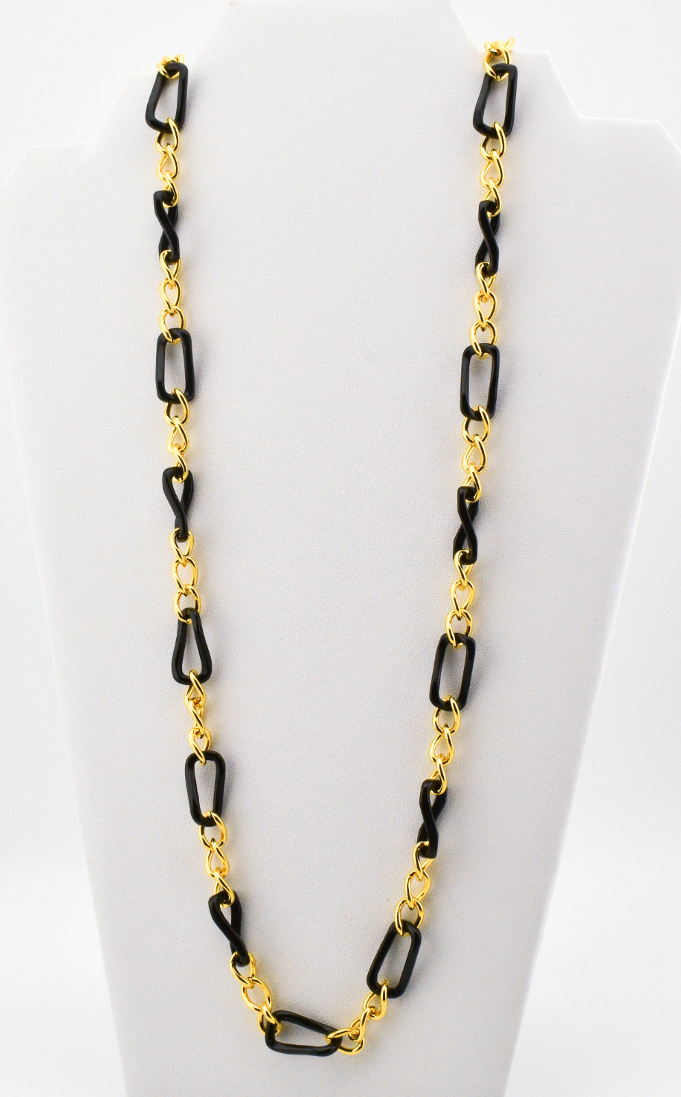 Elizabeth Taylor Black & Gold-Tone Statement 35in Chain Necklace With Box