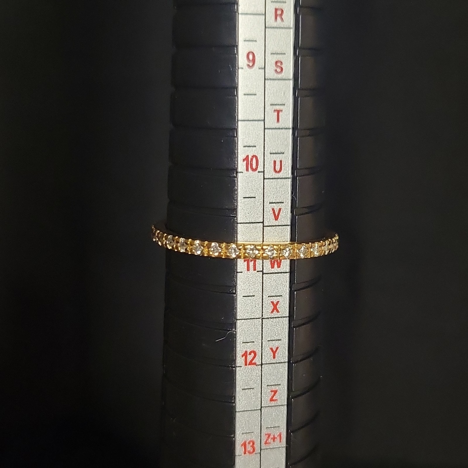 Vintage 925 Sterling Silver Gold Vermeil CZ Eternity Band Ring Size 11