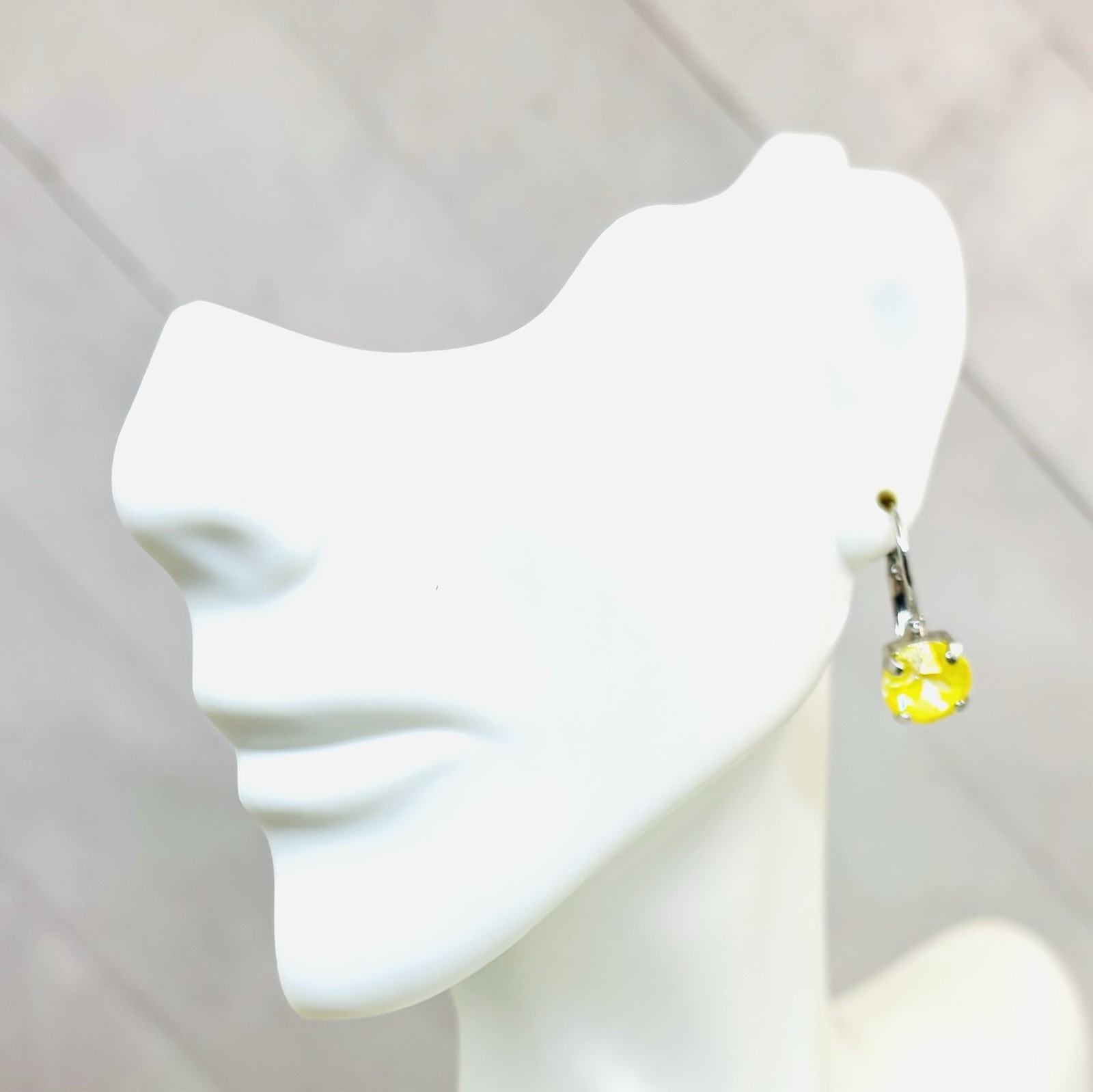 8mm Shiny Silver Plated Sunshine Yellow Neon Delite Cup Chain Drop Earrings