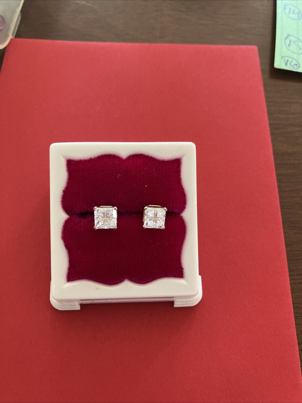 2 CT TW Princess Cut Earrings Studs Real Solid 10k Gold Push Back Basket Setting