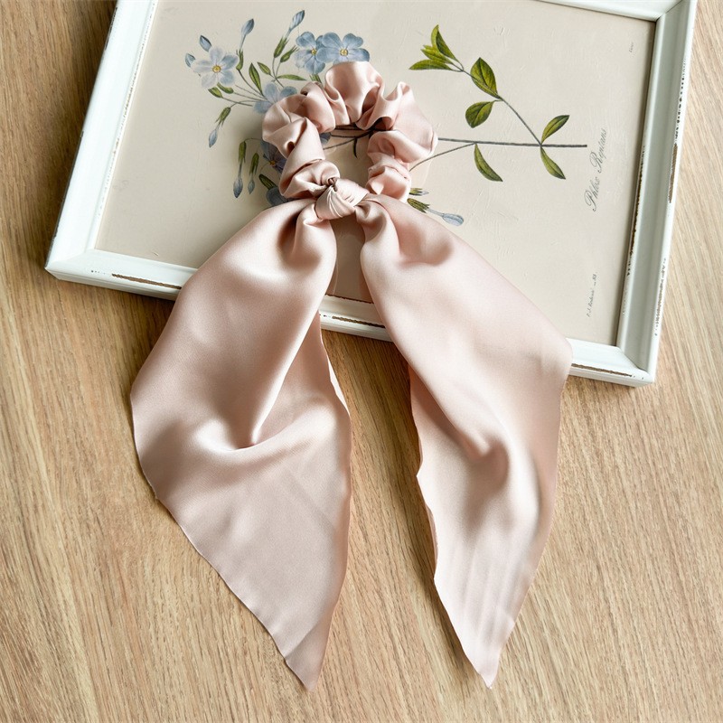 Satin Hair Scarf Large Bowknot Head Bands Women Elegant Brown Scarf Hair Bands