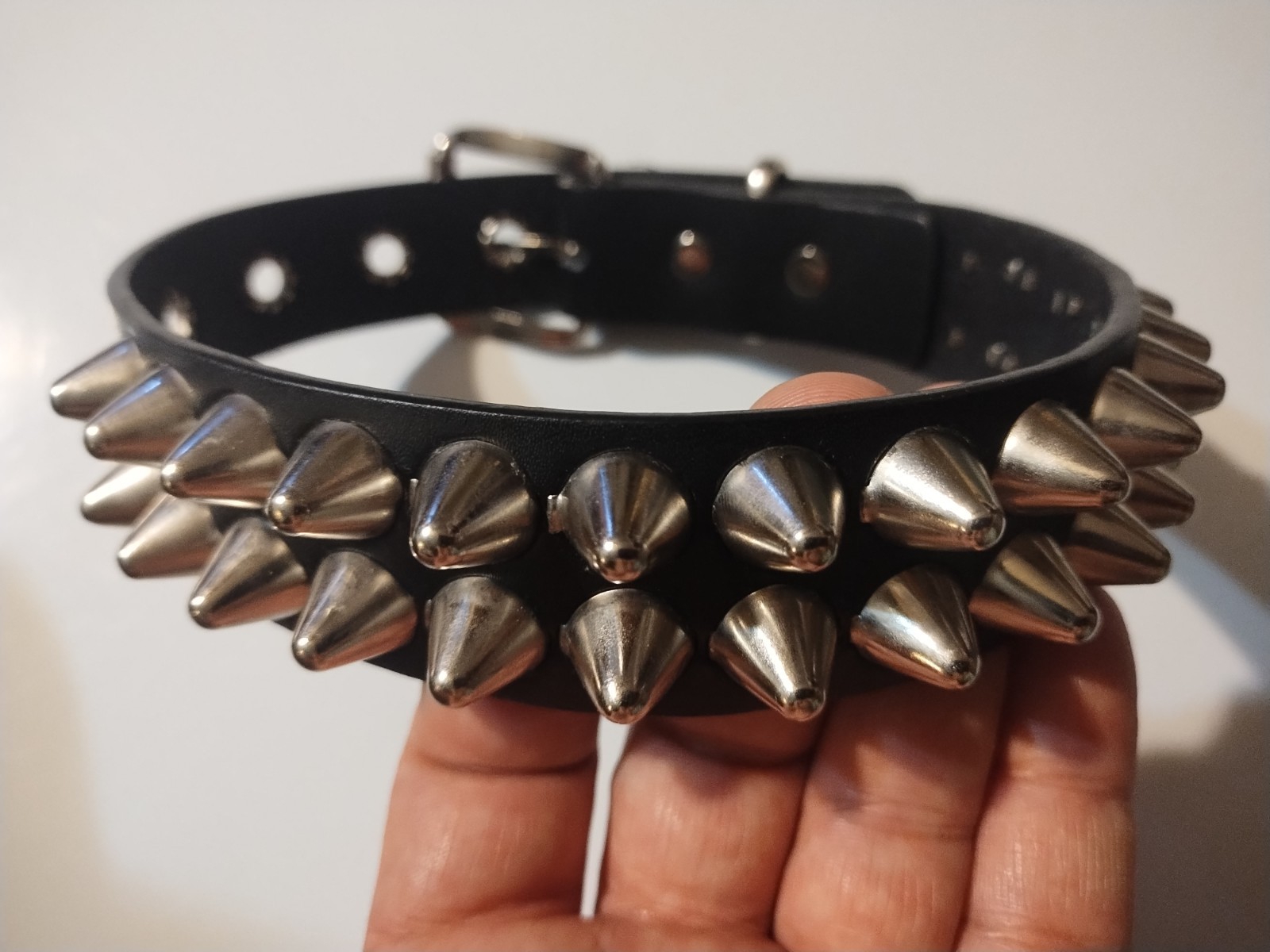 💥LEATHER CONE STUDDED CHOKER💥PUNK/GOTH/METAL COLLAR💥FUNK PLUS CHOKER💥